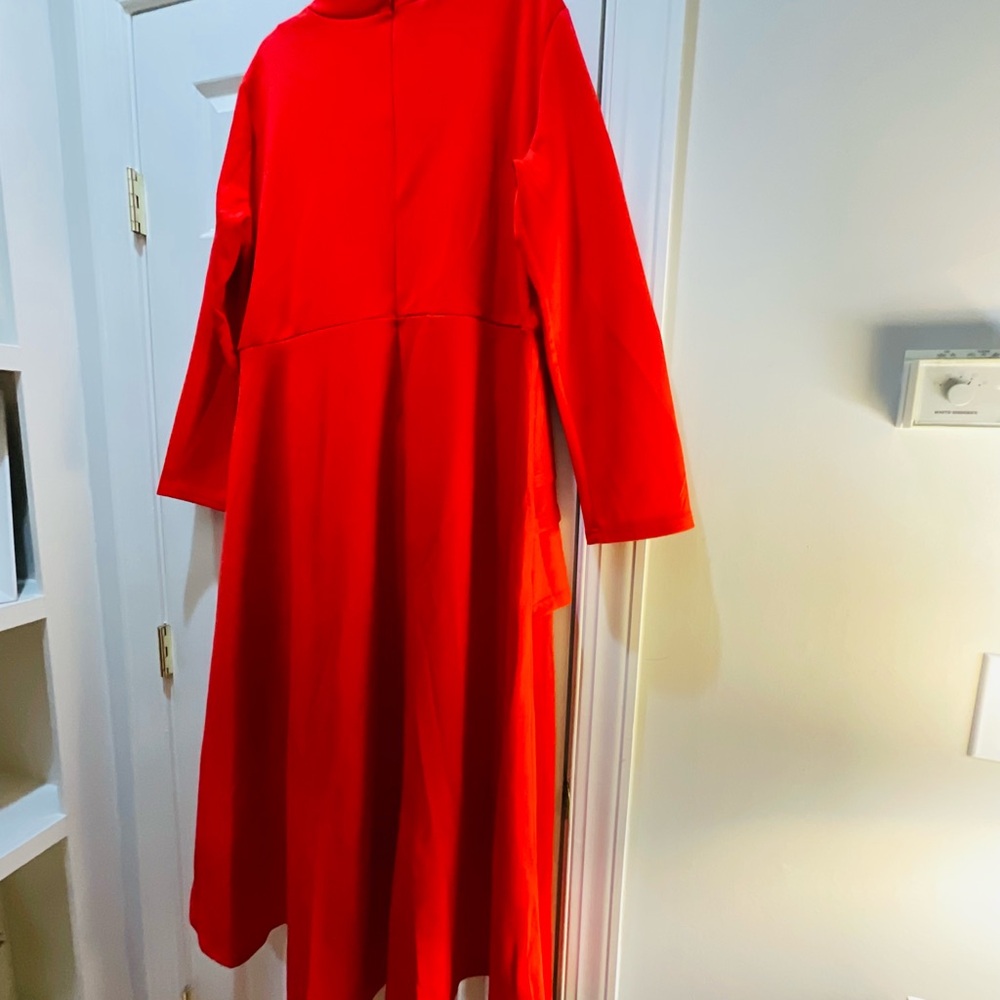 ♥️♥️♥️Beautiful Red Gathered Ruffled Waist Blouse With Tuxedo Style Tail - Picture 4 of 15